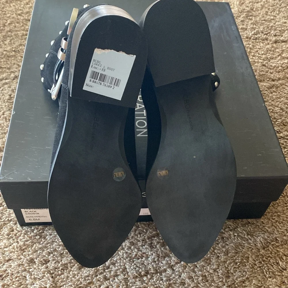 BCBGeneration | NIB Black Ankle Boots with Silver Studs + Buckle - Picture 9 of 11